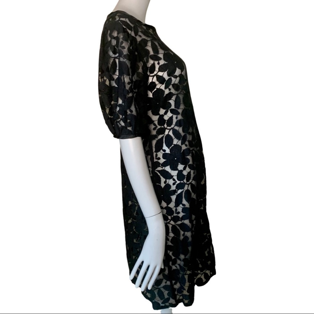 KATHRYN CONOVER Vintage Black Lace Embroidered Shift Dress Size 8 - Picture 5 of 14